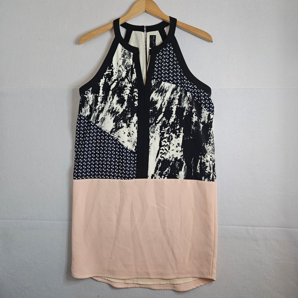 Adelyn Rae Willena Colorblock Dress Light Pink Black White Halterโ Mini M New